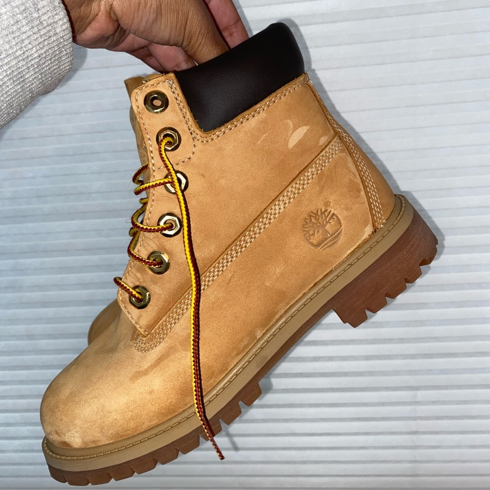 Juniors Timberland 6” Premium Wheat Nubuck Waterproof Boots